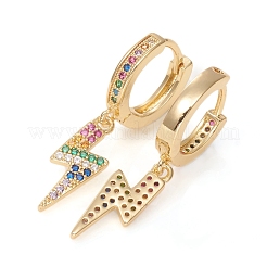 Brass Micro Pave Cubic Zirconia Huggie Hoop Earrings&nbsp;EJEW-G276-21G