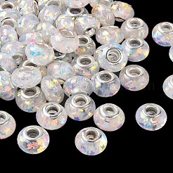 Transparent Resin Rondelle European Beads&nbsp;RESI-S023-01