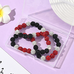 1Pc Polymer Clay Rhinestone Round Beaded Stretch Necklaces&nbsp;NJEW-SP0001-14B