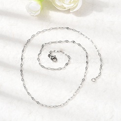 Tarnish Resistant 304 Stainless Steel Dapped Cable Chain Necklaces&nbsp;STAS-O053-03P