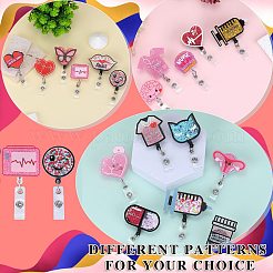 Sequin Quicksand Effect Acrylic & ABS Plastic Badge Reel&nbsp;AJEW-SZ0002-46G