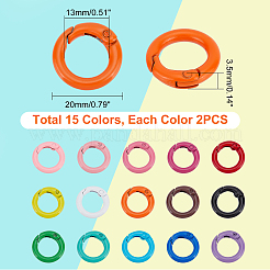 30Pcs 15 Colors Zinc Alloy Spring Gate Rings&nbsp;FIND-PH0006-47