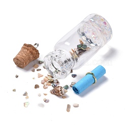 Glass Wishing Bottle Pendant Decorations&nbsp;GLAA-S181-02