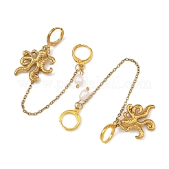 304 Stainless Steel Pendants & Natural Cultured Freshwater Pearl Leverback Earrings&nbsp;EJEW-JE07259-01