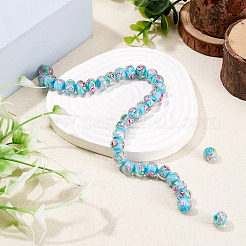 1 Strand Handmade Lampwork Inner Flower Rondelle Beads Strands&nbsp;LAMP-TA0002-72E