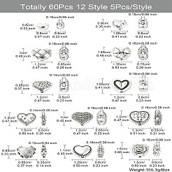 60Pcs 12 Styles Tibetan Style Alloy Beads&nbsp;FIND-CJ0002-28B