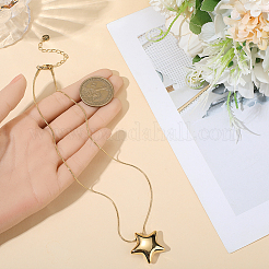 1Pc Star 304 Stainless Steel Pendant Round Snake Chain Necklaces&nbsp;NJEW-BBC0001-47G