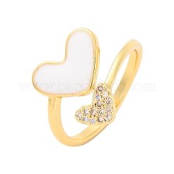 Brass Micro Pave Clear Cubic Zirconia Cuff Rings for Women&nbsp;RJEW-U047-24G-01