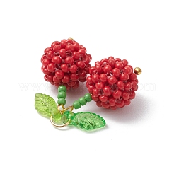 Handmade Glass Seed Beaded & Acrylic Leaf Pendants&nbsp;PALLOY-MZ00421