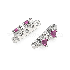 Brass Pave Magenta Cubic Zirconia 3-Hole Spacer Bars&nbsp;KK-C172-05P
