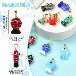 5Pcs 5 Colors Handmade Dichroic Foil Lampwork Pendants&nbsp;DICH-YW0001-01