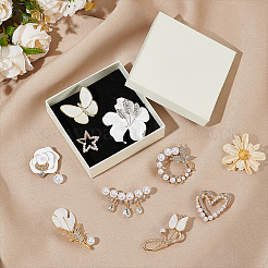 9Pcs 9 Styles Alloy Rhinestone Brooches for Backpack Clothes&nbsp;JEWB-AR0001-19