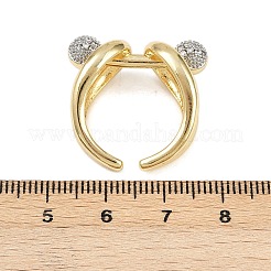 Brass Micro Pave Cubic Zirconia Adjustable Cuff Rings&nbsp;RJEW-C140-11G