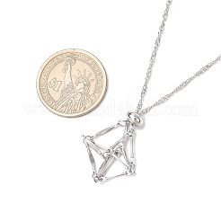 304 Stainless Steel Empty Macrame Pouch Pendant Singapore Chain Necklaces&nbsp;NJEW-JN05284-01