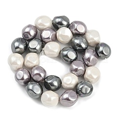 Electroplated Shell Pearl Beads Strands&nbsp;BSHE-H113-03B