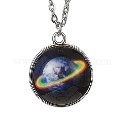 304 Stainless Steel Glass Space Pendant Necklaces&nbsp;NJEW-JN05192-02