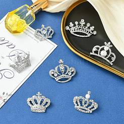 7Pcs 7 Styles Crystal Rhinestone Crown Brooch Pin with Plastic Pearl Beaded&nbsp;JEWB-CJ0003-19