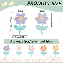 50Pcs 5 Colors Flower Polyester Embroidery Costume Accessories&nbsp;DIY-FG0006-92