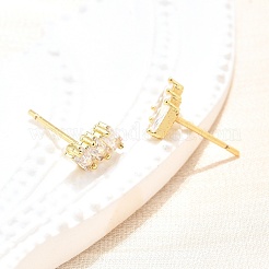 Clear Cubic Zirconia Triple Rectangle Stud Earrings&nbsp;EJEW-L234-083G