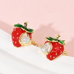 Strawberry Brass Micro Pave Clear Cubic Zirconia Cuff Earrings&nbsp;EJEW-F895-20G