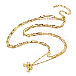 304 Stainless Steel Bowknot Pendant Necklaces&nbsp;LS-NJEW-L182-001G-02