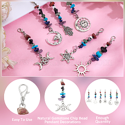 36Pcs 6 Styles Natural Gemstone and Alloy Pendant Decoration&nbsp;HJEW-ME00009