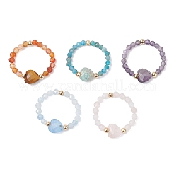 5Pcs Natural Gemstonel Rings&nbsp;RJEW-TA00222
