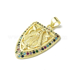 Mother's Day Golden Brass Micro Pave Cubic Zirconia Pendants&nbsp;KK-H472-15G-01