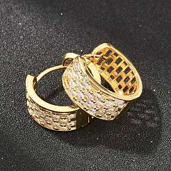 Brass Micro Pave Cubic Zirconia Hoop Earrings&nbsp;EJEW-P346-10G-01