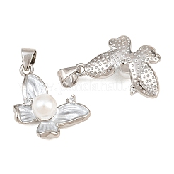 Brass Micro Pave Clear Cubic Zirconia Pendants&nbsp;KK-CBA6A75-47A-P