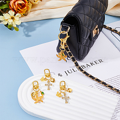 4Pcs 2 Styles Starfish & Cross Alloy Pendant Decoration&nbsp;HJEW-HS00001