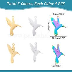 12Pcs 3 Colors 201 Stainless Steel Pendants&nbsp;STAS-UN0033-80