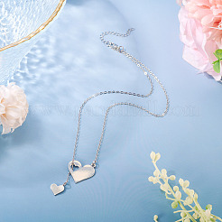 1Pc 302 Stainless Steel Heart Puzzle Pendant Cable Chain Lariat Y Necklaces for Women&nbsp;NJEW-TADJ0001-01P