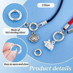 3Pcs 3 Styles 925 Sterling Silver Spring Gate Rings&nbsp;FIND-PH0023-41