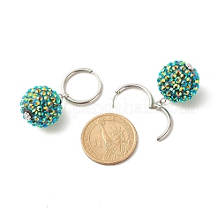 Sparkling Rhinestone Ball Dangle Hoop Earrings&nbsp;EJEW-JE04813