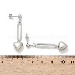 304 Stainless Steel Heart Dangle Stud Earrings&nbsp;EJEW-V004-01P