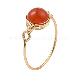 Natural Mixed Gemstone Braided Bead Finger Ring&nbsp;RJEW-JR00588-02
