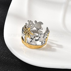 304 Stainless Steel Cuff Rings for Women&nbsp;RJEW-F193-01GP