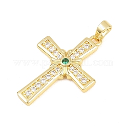 Brass Micro Pave Clear Cubic Zirconia Pendants&nbsp;KK-D258-11G-04