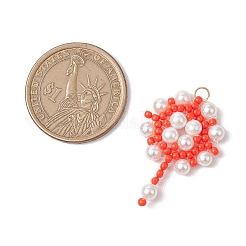 Handmade Glass Seed Beaded Flower Pendants&nbsp;PALLOY-MZ00498-02