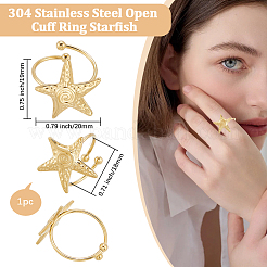 304 Stainless Steel Open Cuff Rings&nbsp;RJEW-BBC0001-23G