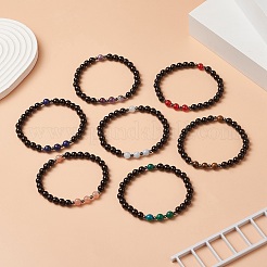 7Pcs 7 Style Natural & Synthetic Mixed Gemstone & Alloy Beaded Stretch Bracelets Set for Women&nbsp;BJEW-JB09262