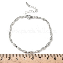 Brass Micro Pave Clear Cubic Zirconia Eye Link Chain Bracelets for Women&nbsp;BJEW-G764-09P