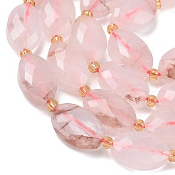Natural Red Hematoid Quartz/Ferruginous Quartz Beads Strands&nbsp;G-A295-A07-01
