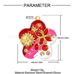 304 Stainless Steel Enamel Pendants&nbsp;STAS-OY014-37G-01