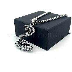 Vintage Viking Style 304 Stainless Steel Snake Pendant Necklaces for Men&nbsp;XF8580