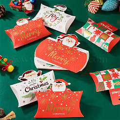 20Pcs 4 Styles Christmas Theme Paper Pillow Gift Boxes&nbsp;CON-TA0001-25