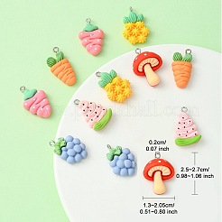 12Pcs 6 Styles Opaque Resin Fruit & Vegetable Pendants&nbsp;RESI-YW0001-56