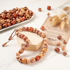Printed Natural Wood Beads&nbsp;WOOD-TA0001-14