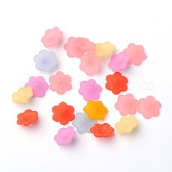 Mixed Color Transparent Frosted Acrylic Flower Bead Caps&nbsp;X-PL561M